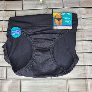 NWT Vanity Fair‎ 18217 No Pinch No Show Seamless Bikini Panty - 6/M - Black